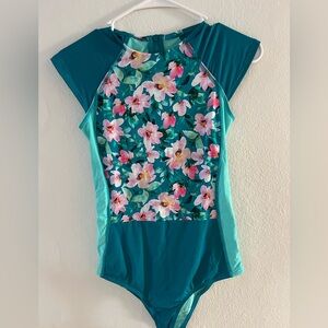 Teal Floral women’s One Piece Swimsuit